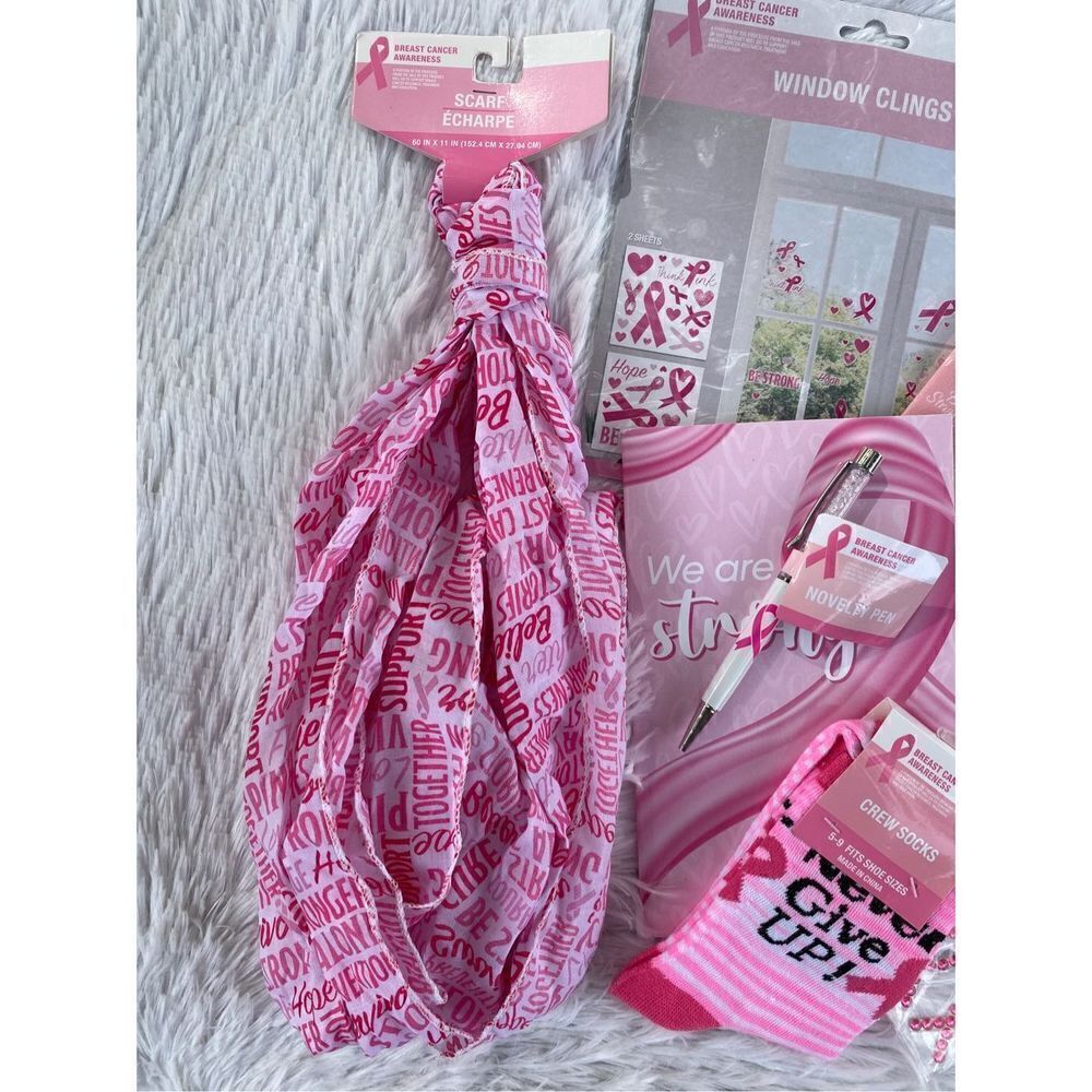 NWT 8 PC Breast Cancer Awareness Pen Socks Scarves Bandanna Set - Picture 3 of 9